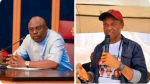 Governor Siminalayi Fubara of Rivers State and Chidi Amadi, immediate past Chief of Staff to the Governor but loyal to Nyesom Wike