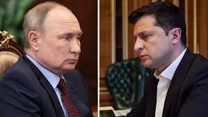 Presidents Volodymyr Zelensky, right, and Vladmir Putin