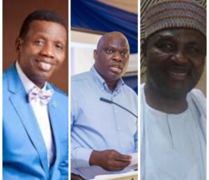 L-R: Pastor Adeboye, Prof. Obadare,and Gen Gowon