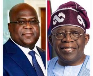 Presidents Bola Tinubu , right, and Felix Tshisekedi of DR Congo