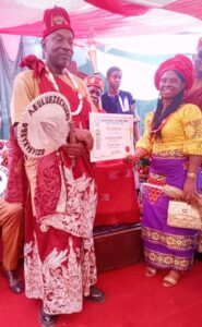 Ezeuko, with wife after receiving the chieftaincy title.