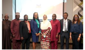 L-R: Director, Medical and Health Service, Kano State Ministry of Health, Dr Shehu Abdullahi; Deputy Director, Food and Drug Services Department, Essential Medicine list Division, Federal Ministry of Health, Yakubu Bulama; Director, Safe Motherhood Reproductive Health Division, FMoH, Dr Samuel Oyeniyi; Chief Investigator, IVON Trial/Director, Centre for Clinical Trials Research and Implementation Science, College of Medicine, University of Lagos, Prof Bosede Afolabi; Director of Africa Center of Excellence for Population Health and Policy, Bayero University Kano/Aminu Kano Teaching Hospital, Prof Hadiza Galadanci; Director, Specialty Hospitals, FMoH, Dr Aderemi Azeez; Deputy Provost elect, College of Medicine, University of Lagos, Prof Daniel Odebiyi; and Senior Program Officer, Health Global Development, Bill and Melinda Gates Foundation Nigeria, Dr Charity Chenge, during the IVON Trial close-out ceremony in Lagos… on Thursday