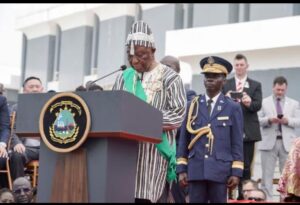 Presidebt Boakai taking his oath of office