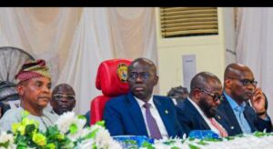 L-R: Commissioner, Basic & Secondary Education, Mr. Tolani Alli-Balogun; Governor of Lagos State, Mr. Babajide Sanwo-Olu; Head of Service, Mr. Olabode Agoro and Board Chairman, Teach for Nigeria, Mr. Kunle Elebute during Teach for Nigeria: A Day with the Governor, at the Adeyemi Bero Auditorium, the Secretariat, Alausa, Ikeja, on Monday, 29 January 2024.