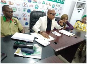 (L-R) Andy Egbon (Secretary) Comrade Festus Alenkhe (Chairman) and Imelda Elogie-Osayande (Vice Chairman) at the Congress