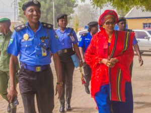 CP Gumel and Kano POWA chairperson during the assessment tour