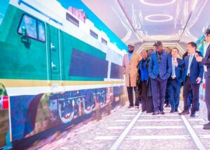 From right: Vice President, China Civil Engineering Construction Corporation (CCECC), Mr. Michael Jiang; Chairman of CCECC Nigeria Ltd., Mr. Jason Zhang; Governor of Lagos State, Mr. Babajide Sanwo-Olu; Managing Director, Lagos Metropolitan Area Transport Authority (LAMATA), Mrs. Abimbola Akinajo and Commissioner for Transportation, Mr. Seun Osiyemi during the governor’s working visit to CCECC headquarters in Beijing, China, on Thursday, 1 February 2024.