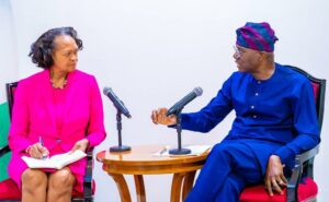 President/CEO, Corporate Council on Africa, Ms. Florie Liser and Governor of Lagos State, Mr. Babajide Sanwo-Olu during a courtesy visit to the governor at the Lagos House, Marina, on Saturday, 24 February 2024.