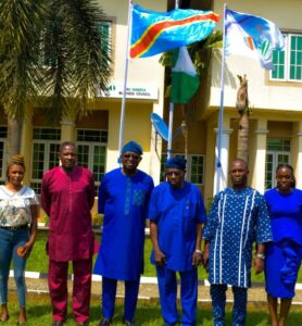Former President Obasanjo, third left, during a working visit to the newly established Nigerian office of the Council, located in Ikeja, Lagos