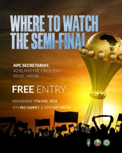 APC Youth Wing, AFCON Semi-Final Viewing Party, Abuja , National Youth Leader, Dayo Israel,