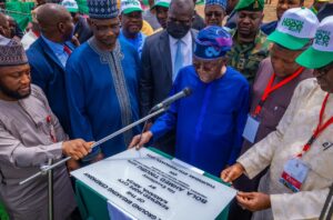 President Tinubu at the site of the Renewed Hope City in Karsana, Abuja
