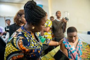 Mrs Betsy Obaseki visited Amaka Osile who was attacked and injured by her neighbour