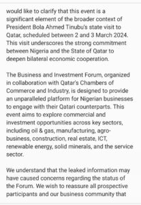 NACCIMA's statement