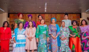 Nigeria's First Lady, Senator Oluemi Tinubu, fourth right, and her counterparts from other African countries