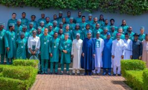 President Bola Tinubu after a reception in honour of the players at the State House in Abuja