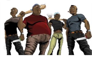 Silhouette of political thugs
