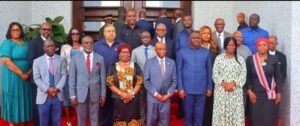 President Boakai, center, with the newly confirmed Ministers in Monrovia