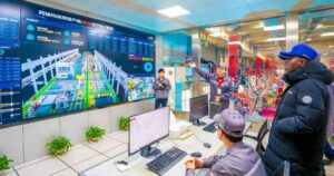 Governor of Lagos State, Mr. Babajide Sanwo-Olu being shown some digital illustration during his visit to the China Railway Rolling Stock Corporation in Dalian, China, on Sunday, 4 February 2024.