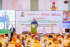 VP Shettima during a two-day high-level strategic meeting on climate change, food systems and resource mobilization held at the Banquet Hall of the Presidential Villa, Abuja.
