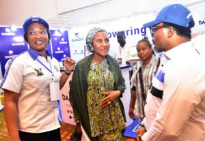 L-R: Lagos State Commissioner for Commerce, Cooperative, Trade and Investment, Folashade Ambrose-Medebem; Group Executive Director, Commercial Operations, Dangote Industries Limited, Fatima Aliko Dangote; General Manager, Lagos State Consumer Protection Agency (LASCOPA), Solebo Afolabi Adebayo (Esq); at a One-day Conference and Exhibition to commemorate World Consumer Rights Day 2024 organized by LASCOPA, sponsored by Dangote Industries Limited, in Lagos on Friday, March 15, 2024