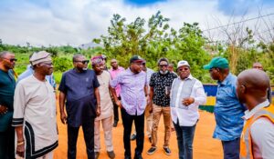 Engineer Umahi, third right, Governor Oyebanji, fourth left, and others in Ekiti