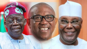 From left, Tinubu, Obi amd Atiku