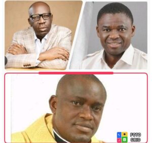 From top left, Governor Godwin Obaseki, Deputy Governor Philip Shaibu and Rev Fr Obiyan