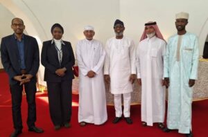 Honourable Minister of Solid Mines Development , Dr.Oladele Alake (fourth left), Vice Chairman, Qatari-Nigeria Business Chamber, Muhammed Santuraki, Executive Secretary, Mrs Fatimah Shinkafi, Sheikh El Jouneid, Chief Executive Officer, ETCC Qatar, Sheikh Shahid Jawad and Aminu Dahiru