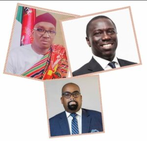 Okpebholo Monday of APC, top left, Asue Ighodalo, PDP, top right and Olumide Akpata of Labour Party