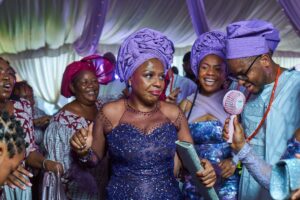 Lola Shoneyin and her children dancing