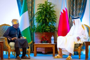 President Bola Tinubu and Emir of the State of Qatar, Sheikh Tamim bin Hamad Al Thani, in closed-door talks at the Presidential Palace in Doha.