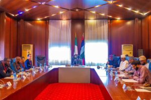 President Tinubu during a meeting with a delegation from American Tower Corporation (ATC) Nigeria at the State House in Abuja on Thursday