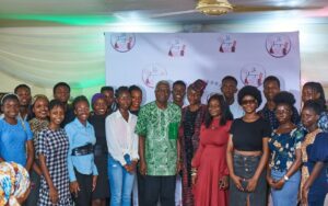 Prof. Osundare and students of Olabisi Onabanjo University