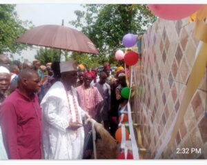 The Olu of Odeda, Royal Majesty (Oba) David Ishola Olorunshola during the borehole commissioning