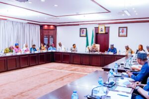 VP Shettima during an interaction with members of the Nutrition Core Working Committee who were at the Presidential Villa