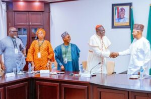 VP Shettima , right, Bishop Stephen Adegbite and other guests
