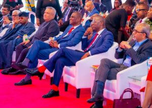 Group CEO Designate, Airtel Africa, Mr. Sunil Taldar; Governor of Lagos State, Mr. Babajide Sanwo-Olu; outgoing Group CEO of Airtel Africa, Mr. Segun Ogunsanya; CEO, Airtel Nigeria, Mr. Carl Cruz; Chairman, Honeywell Group, Dr. Oba Otudeko and Co-founder, Chagoury Group, Mr. Ronald Chagoury during the groundbreaking ceremony of Airtel NXTRA Data Centre, at the Eko Atlantic, Victoria Island, on Tuesday, 12 March 2024.