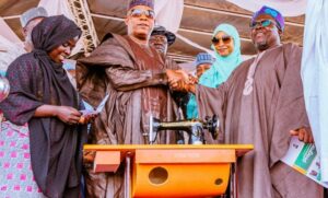 VP Shettima in Kafur, Katsina State when he flagged off an empowerment scheme sponsored by Senior Special Assistant to the President on Political Matters.