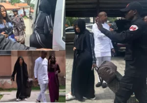 Bobrisky dressed in black, on her way to prison. Vanguard photo
