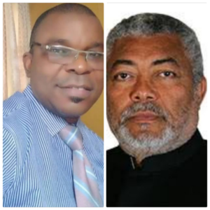 Dr Promise Adiele, left, and former Ghanaian president and revolutionary leader Jerry John Rawlings
