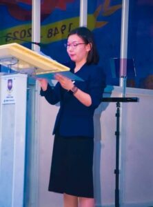 Ms. Shimada Mami, Secretary, Culture and Information, the Japanese Embassy, speaking at the event.