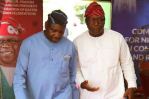 Lagos State Commissioner for Information and Strategy, Mr. Gbenga Omotoso, left, spoke during the Iftar programme