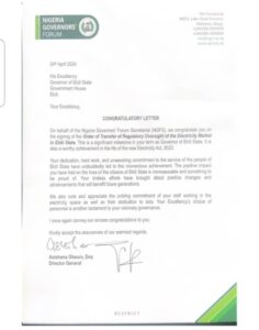 Congratulatory letter