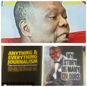 Uzor Maxim Uzoatu, top, Azuh Arinze and his book