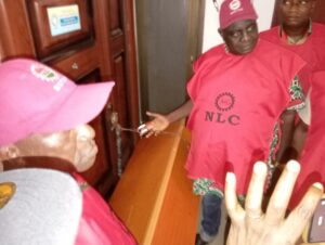 Edo NLC chairman, Odion Olaye sealing NERC office