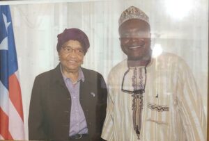Former President Sirleaf with Abubakar Hashim after an exclusive interview in 2016