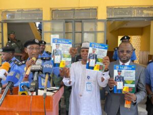 CP Gumel and his Management Team showcasing the Command's Magazine during the interactive session with the media and some non governmental organizations at the Kano Police headquarters, Bompai on Thursday