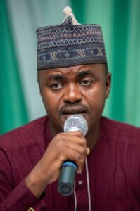 Hamza addressing journalists at NUJ Press Centre,Kano, on Tuesday