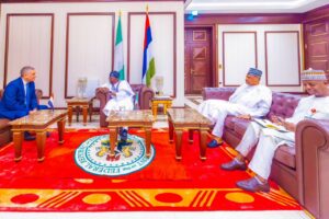 President Bola and the Egyptian Ambassador to Nigeria, Mohamed Ahmed