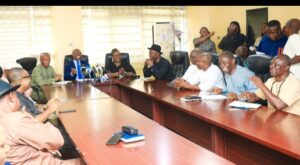 A cross section of Government officials Journalists at press briefing yesterday